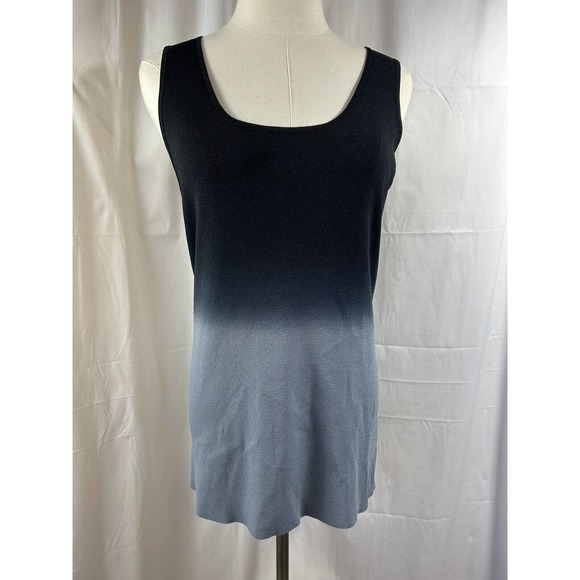 Belldini size Large black and gray Ribbed Sleeveless Tank Blouse Top new - Picture 1 of 8